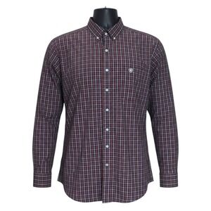 Ariat Pro Series Fitted Shirt XXL Tall Plaid Vented Western Button Down